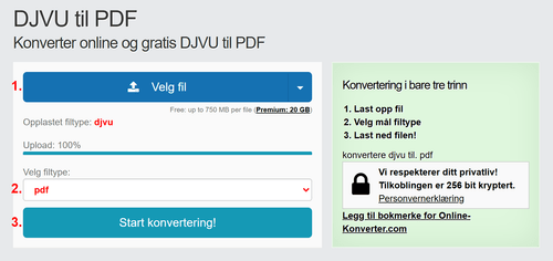 Hvordan konvertere DJVU filer online til PDF