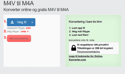Hvordan konvertere M4V filer online til M4A
