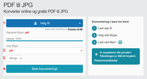 Konverter PDF til JPG på nettet - trinn for trinn