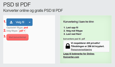 Hvordan konvertere PSD filer online til PDF