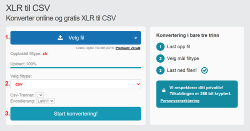 Hvordan konvertere XLR filer online til CSV