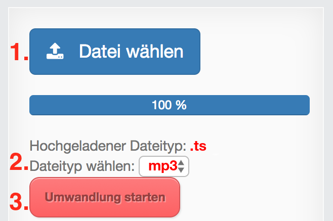 Anleitung TS Dateien online in MP3 konvertieren